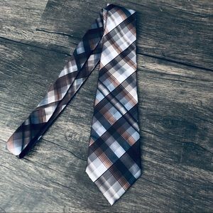 Calvin Klein Blue/Brown Plaid Tie